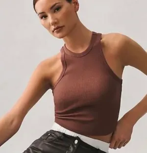 Anthropologie The Blair Stretch Cotton Crop Racerback Tank Top thumbnail 1