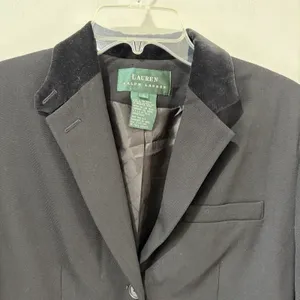 Lauren Ralph Lauren Single Breasted Wool Blazer Velvet Collar Button Jacket Sz 6 thumbnail 4