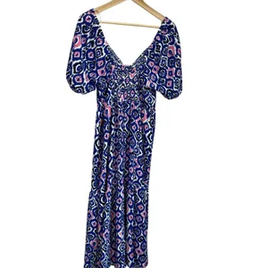 Tash + Sophie Maxi‎ Dress L NWT Puff Sleeve Boho Print Smocked Waist Cottagecore thumbnail 3