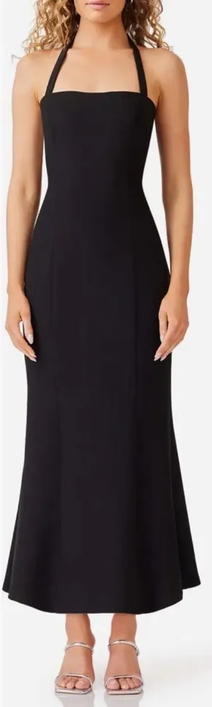 NEW ELLIATT Selena Sleeveless halter Midi Black Dress sz M thumbnail 1