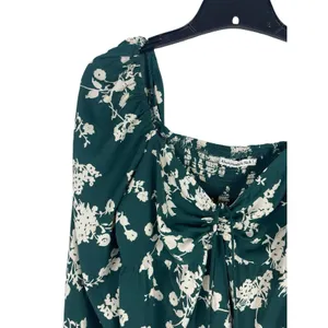 Abercrombie & Fitch Milkmaid Floral Top Green Cottagecore Puff Sleeve Smocked M thumbnail 3