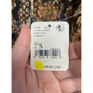 Free People Blouse Top XS Multicolor Snake Pattern Long Sleeve V-Neck Casual B55 thumbnail 5
