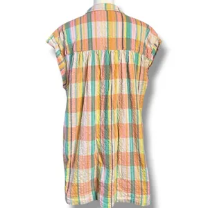 Free People Oversized Dreamers Madras Plaid Mini Dress Tunic Top Preppy Large thumbnail 8