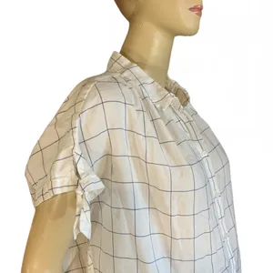 MADEWELL WINDOW PANE PATTERN COTTON WHITE & BLUE BUTTON DOWN TOP (M) thumbnail 3