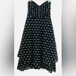 Free People Vintage Embroidered Strapless Dress Mesh Tiered Whimsigoth Medium thumbnail 6