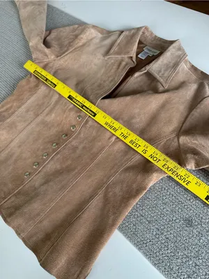 Vintage 90s Y2K Coldwater Creek Suede Fitted Button-Front Jacket in Camel Tan L thumbnail 5