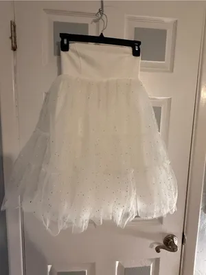 Altar’d State Strapless White Tulle Dress thumbnail 2