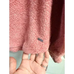 Hollister Womens Small Pink V-Neck Fuzzy Knit Balloon‎ Sleeve Sweater thumbnail 3