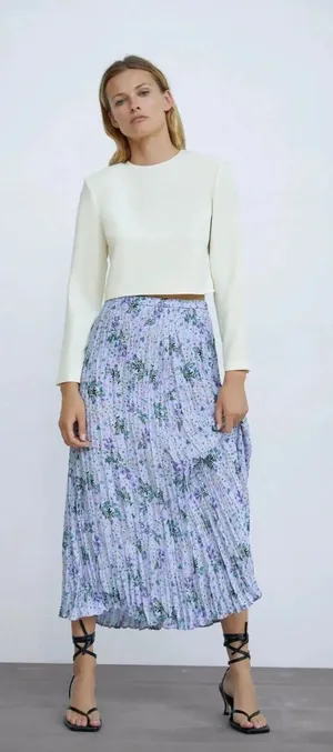 Zara floral midi skirt thumbnail 1