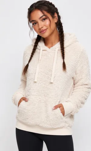 So Cozy Softest Sherpa Pullover Hoodie In Creamy Ivory Size XL thumbnail 1