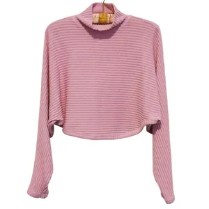 Pilcro Womens Ribbed Batwing Sweater Oversized XS Pink Coquette Preppy Ballet thumbnail 2