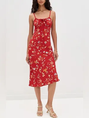 Reformation Camira Floral-Print Crepe Midi Dress in Borsa 6 thumbnail 3