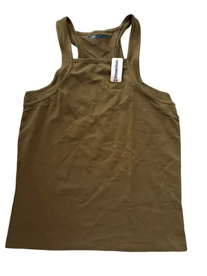 Women’s Olive Racerback Tank Top with Scoop Neck thumbnail 1