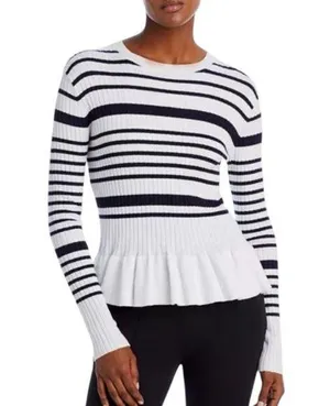 French Connection Crew Neck Peplum Sweater Womens Small Long Sleeve Stretch Knit thumbnail 1