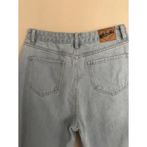 White Fox Boutique Light Wash High Waisted Straight Leg Denim Jeans Blue Women M thumbnail 6