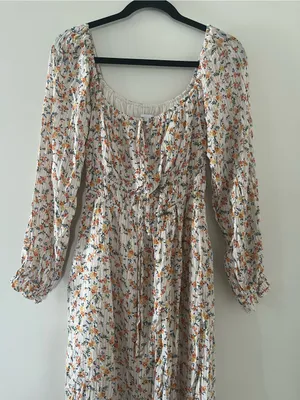 Lost + Wander Floral White Orange Maxi Dress Small Cottagecore Romantic Prairie thumbnail 2