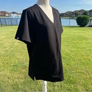 Figs Womans Short Sleeve Black Scrub Top thumbnail 4