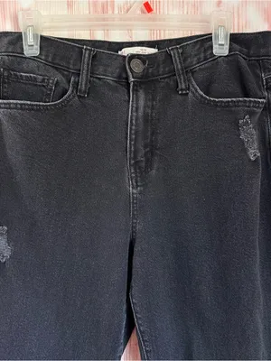 SO Black High Rise Distressed Raw Hem Ankle Length Mom Jeans Size 11/30 thumbnail 3