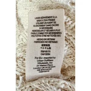 We The Free People Thien Hacci Ivory Textured Knit Fringe V-Neck Oversized Small thumbnail 9