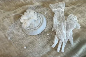 Amazon White tea party hat and gloves thumbnail 1