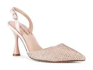 Jeffrey Campbell Zivote Crystal Satin Slingback Heels size 6 Light Pink Combo thumbnail 1