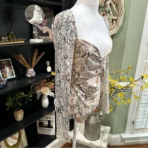 AFRM X Nordstrom Snake Skin Print Cut Out Bodysuit Size M thumbnail 6