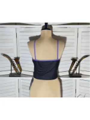 Romwe NWT Beetle Juice cropped tank top gray green lightweight gothic alt Halloween S thumbnail 2