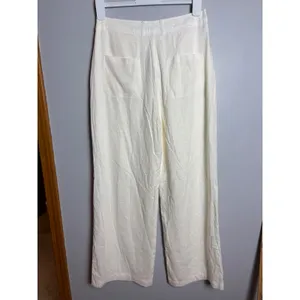 Lulus Cream Linen Blend High Waisted Wide Leg Trousers Pants Size Medium NWT thumbnail 7
