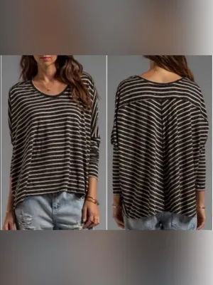 We The Free Striped Scoop Neck Long Dolman Sleeve Top M thumbnail 2