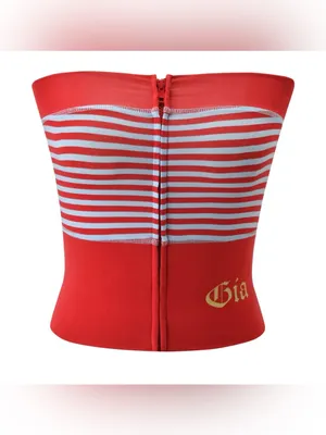 I AM GIA Blare Zip Up Boob Tube Top Red Medium NWT IN PACKAGE thumbnail 5