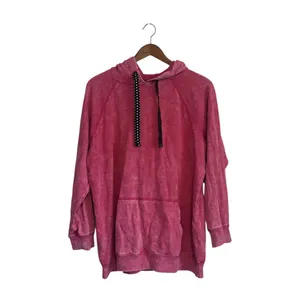Torrid Plus Classic Fit Cozy Fleece Distressed Pink Drawstring Raglan Hoodie thumbnail 6