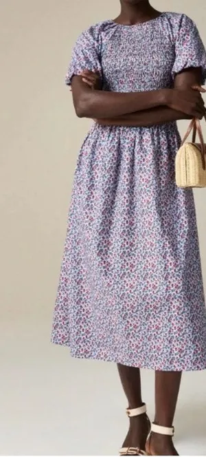 J. Crew Meadow Floral Smocked Midi Dress Cottagecore Prairie Modest Womens XL thumbnail 1