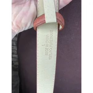 belt vegan leather tan interlocking circles buckle gold thumbnail 9