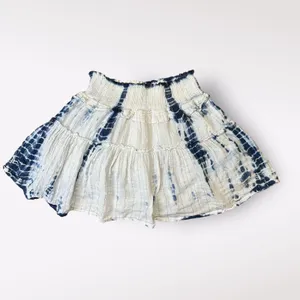 Surf‎ Gypsy Blue White Metallic Tie Dye Tiered Ruffled Mini Skirt Size M thumbnail 3