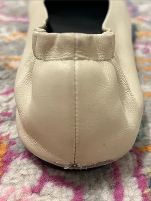 Tory Burch Claire Cap Top Leather Ballet Flats in New Cream/Black Size 9 Neutral thumbnail 11