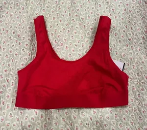 Auden Ribbed Scoop Sports Bralette - Red thumbnail 1