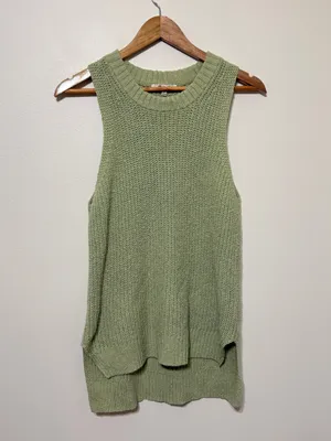 Madewell Shaker Sweater Tank Size Medium Top Green Cotton Fall Winter Knit thumbnail 3