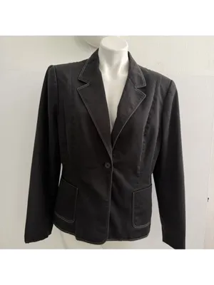 NEW Tahari Arthur S Levine Black Contrast Stitch Pocket Blazer Jacket Size 16 thumbnail 5