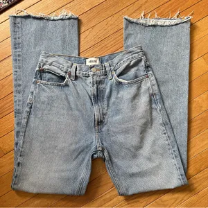 Agolde Leena Baby Flare Raw Hem Jeans Women’s 28 Blue thumbnail 2