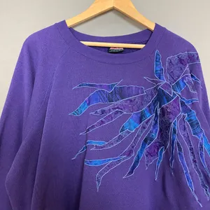 Vintage Sweatshirt Abstract Applique Pattern Small FLAWS Women Plus‎ Size XXXL thumbnail 4