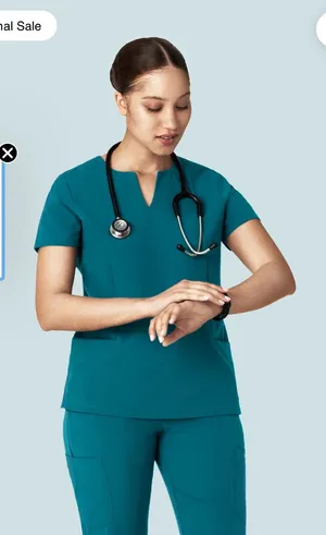Mandala 5 pocket notch neck scrub top- Women's thumbnail 1