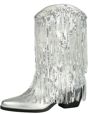 Silver Cowboy Boots Size 12 thumbnail 2