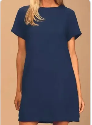 Navy Blue Lulus Dress Shift And Shout thumbnail 1