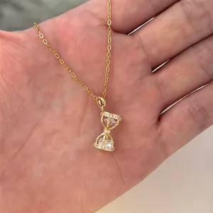 CZ Hourglass Pendant Necklace for Women thumbnail 4