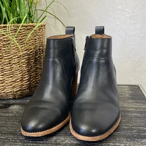 Madewell Black Side Zip Block Heel Round Toe Leather Ankle Boots 8 thumbnail 4