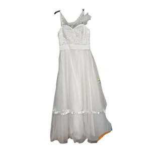 White Tulle Wedding Dress Sequin Pearl Embroidered Bodice Beach Bridal Gown thumbnail 8