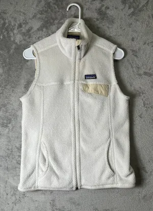 Patagonia Re-Tool Fleece Vest Women’s Ivory Cream Full Zip Outdoor Hiking Medium thumbnail 1