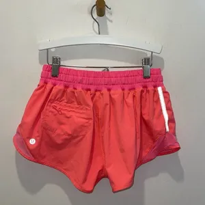 Lululemon Womens Drawstring Flat Front Running Athletic Shorts Coral Pink Size 6 thumbnail 5