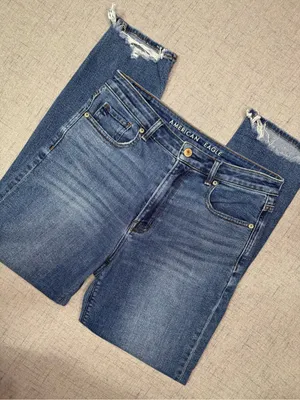 American Eagle High Rise Mom Jeans Distressed Stretch Cropped Tapered Ankle 6 thumbnail 6