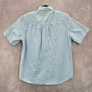 Blue Button Up Floral Embroidered Short Sleeve Vintage Y2K Short Top M Medium‎ thumbnail 2